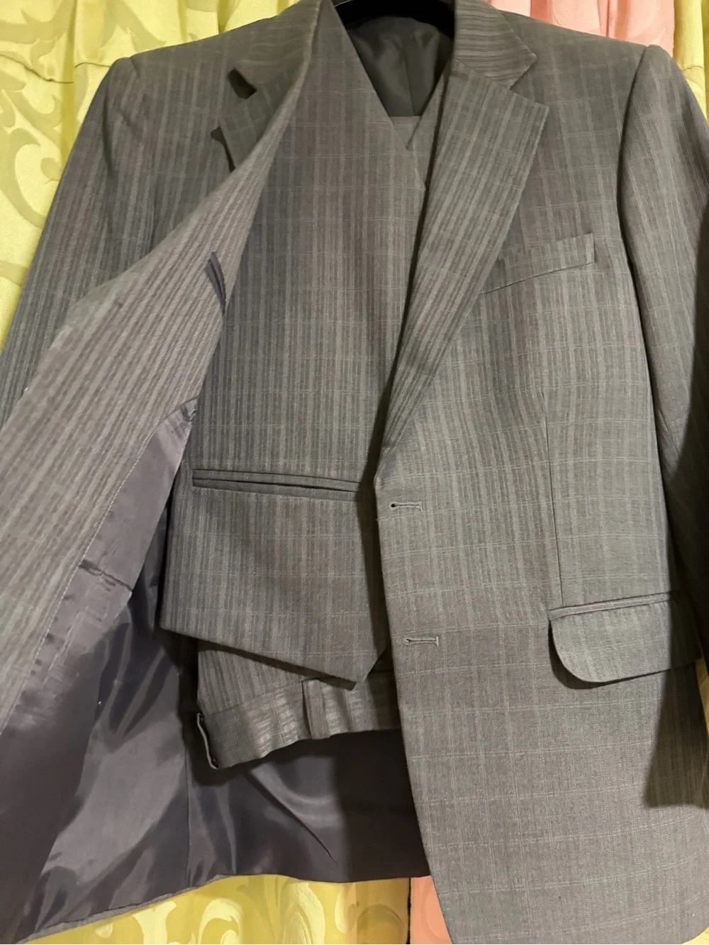 Barneys New York Gray Pinstripe Three-Piece Suit